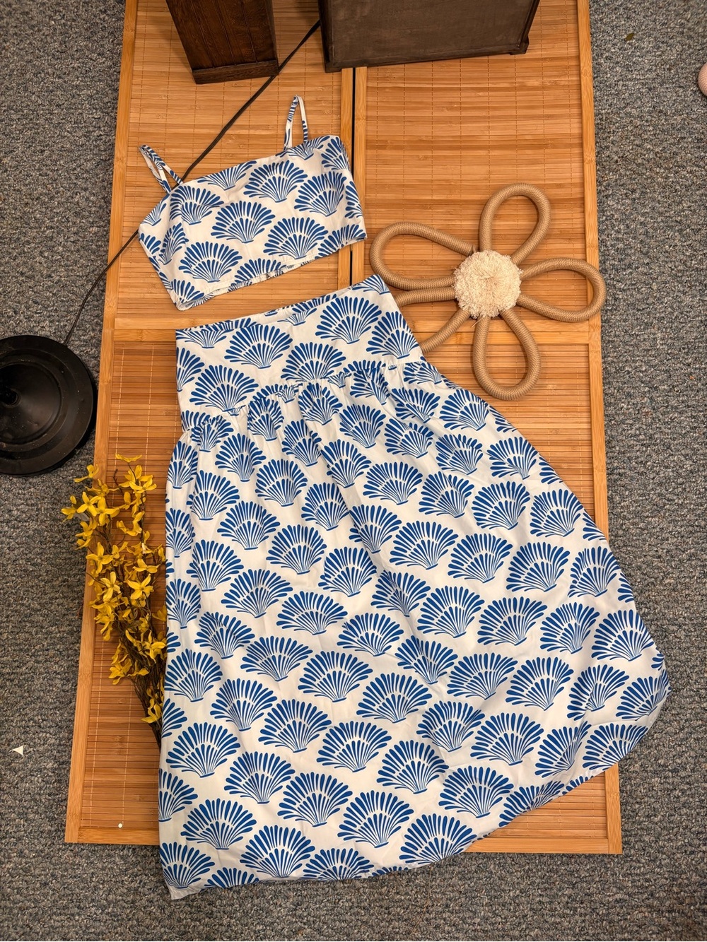 TCEC Blue & White 2-Piece Skirt & Top Set